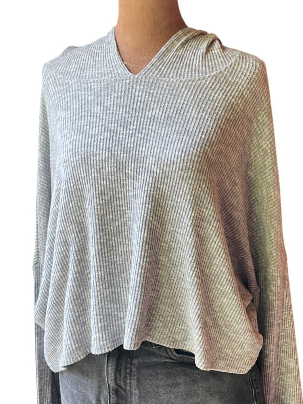 American Eagle Gray Cropped Sweater Hoodie | Women's Medium